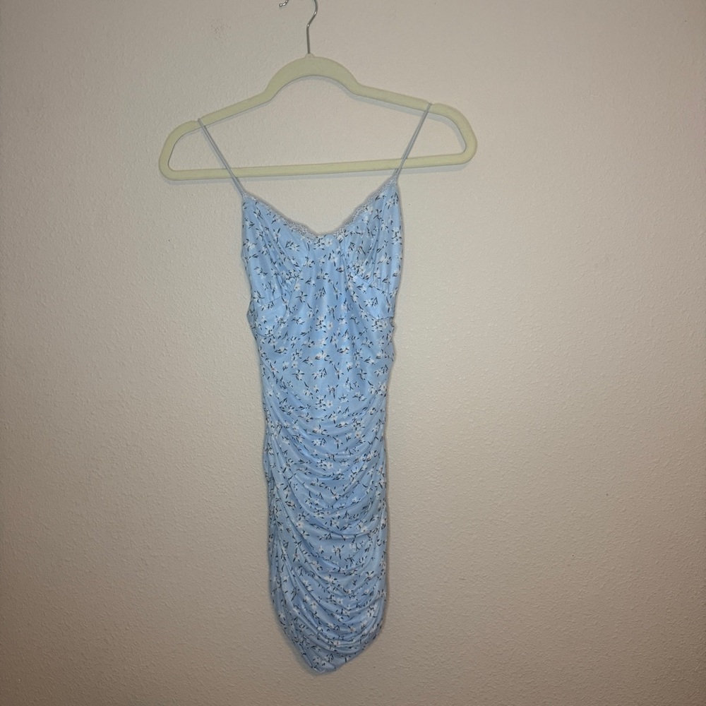 Princess Polly Sky Blue Floral Mini Dress